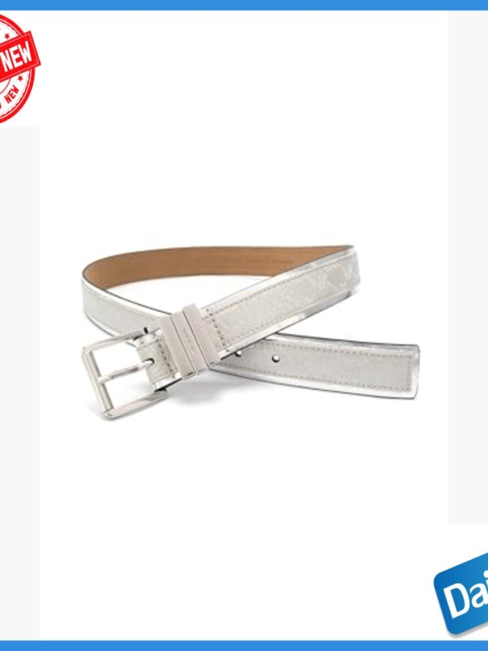 Women's 35mm Silver Belt Adjustable Fit Premium Polyester Accessory - Picture 4 of 5